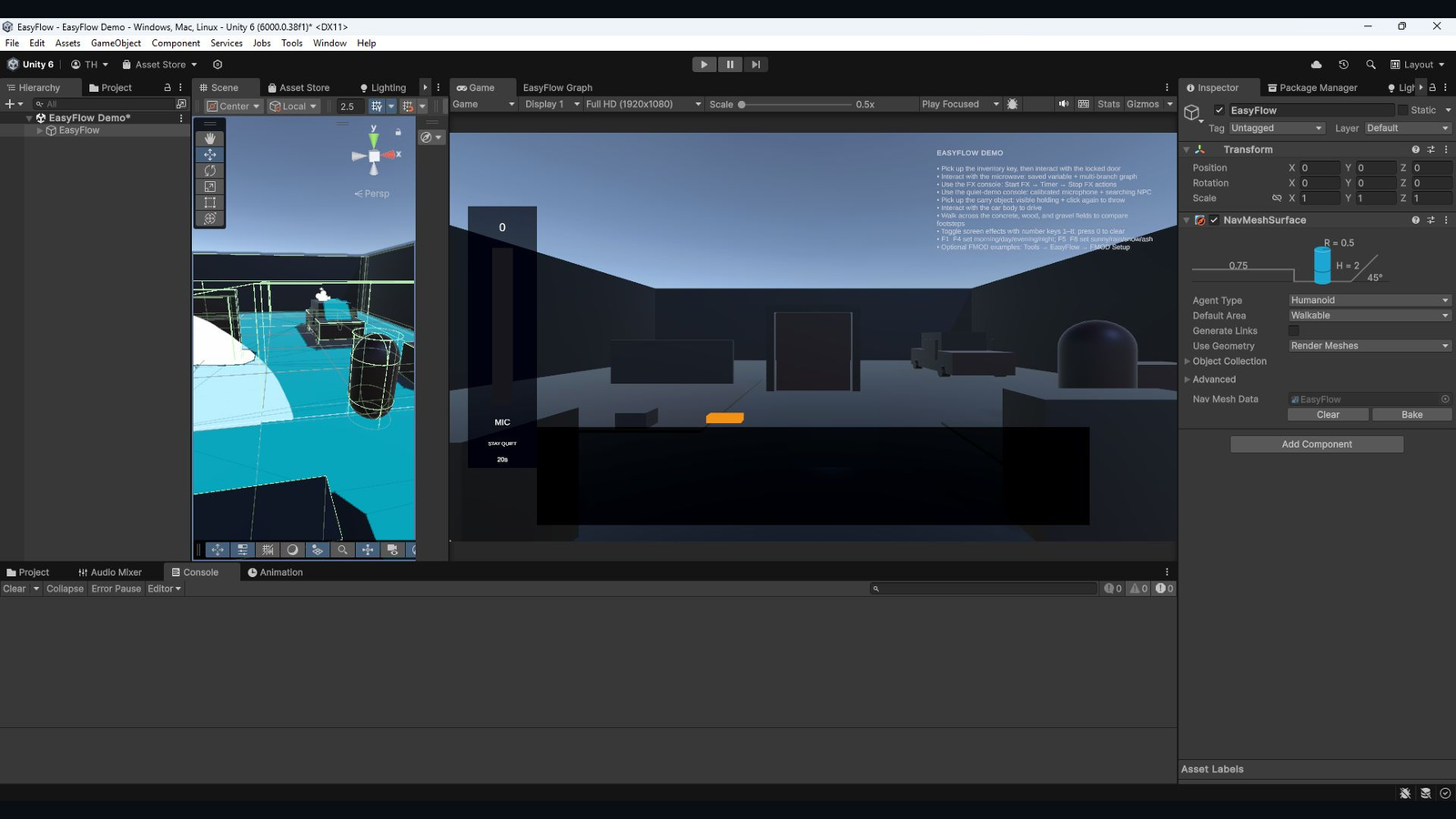 EasyFlow running inside the Unity editor